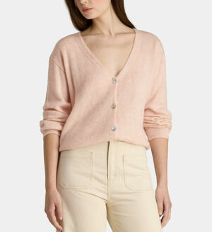 GALERIES LAFAYETTE Mohair V-Neck Cardigan Sweater OEKO TEX Baby Pink YOOX S $185